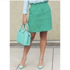 J. Crew Skirt Kelly Green Sidewalk Mini Elastic Paper Bag Linen